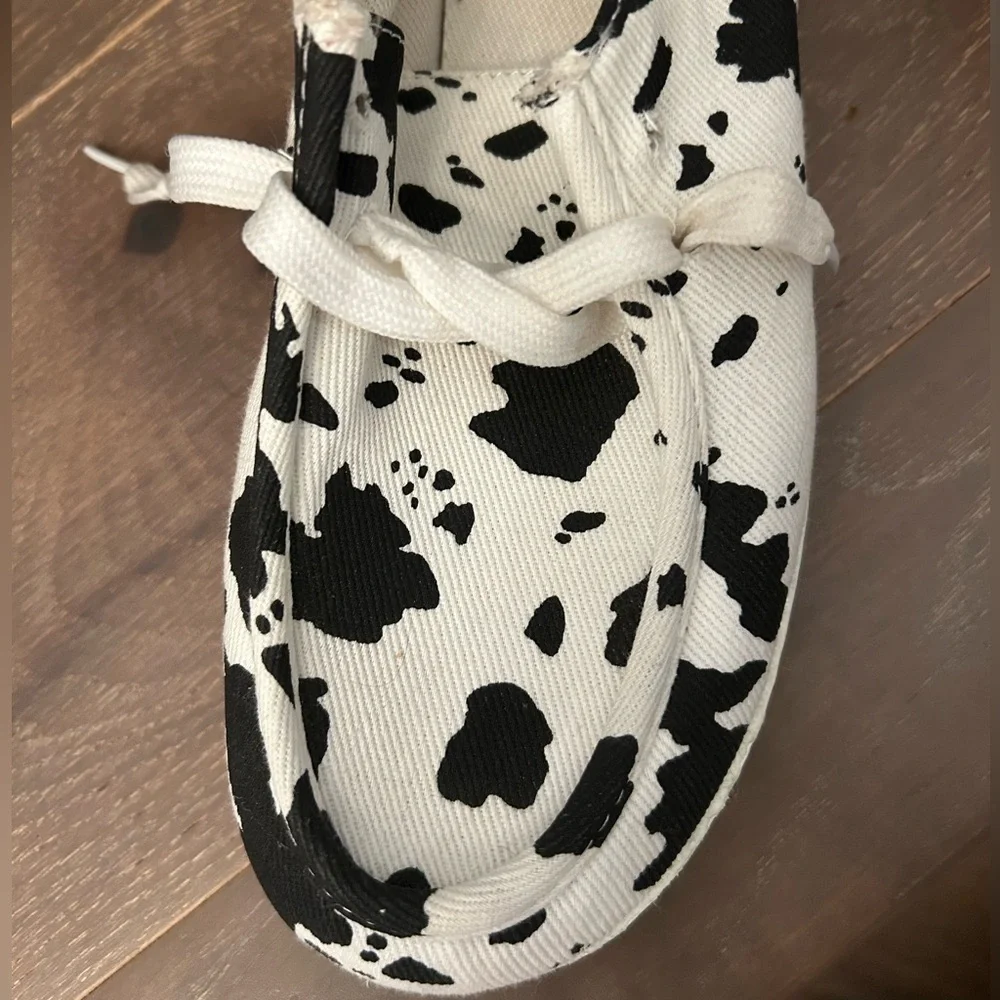 Cow print black and white kids shoes